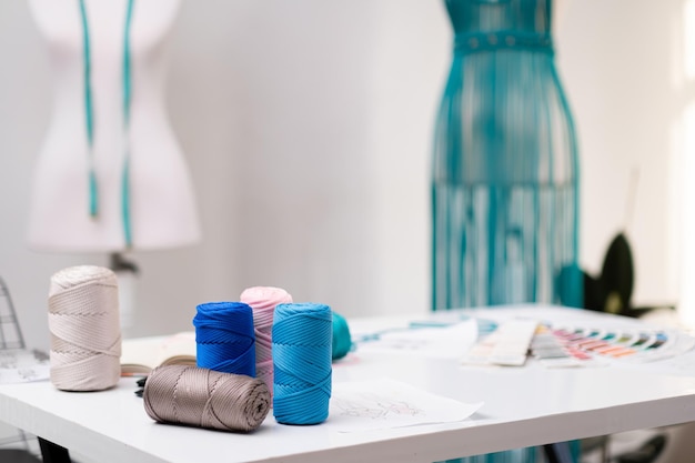 studio workspace with threads